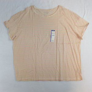 Terra & Sky Relaxed Crew Tee Striped Plus Size